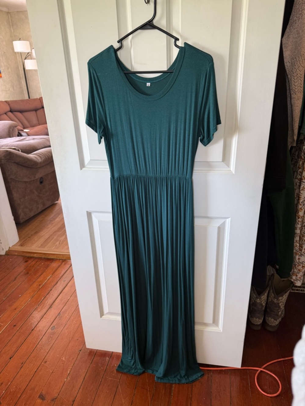 Women’s Forest Green Short-Sleeve Maxi Dress